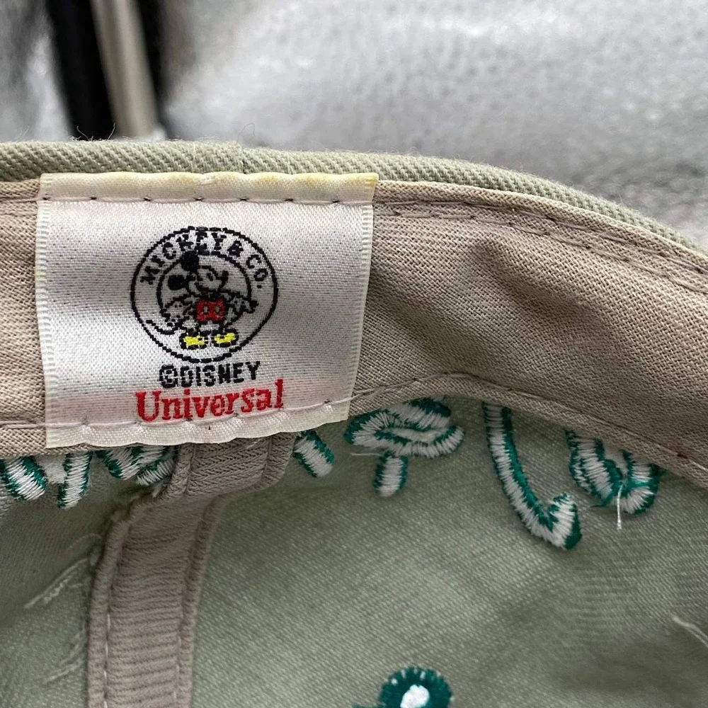 Vintage Mickey & Co Disney Hat Men Green Snapback Embroidered Spell Out Logo Cap